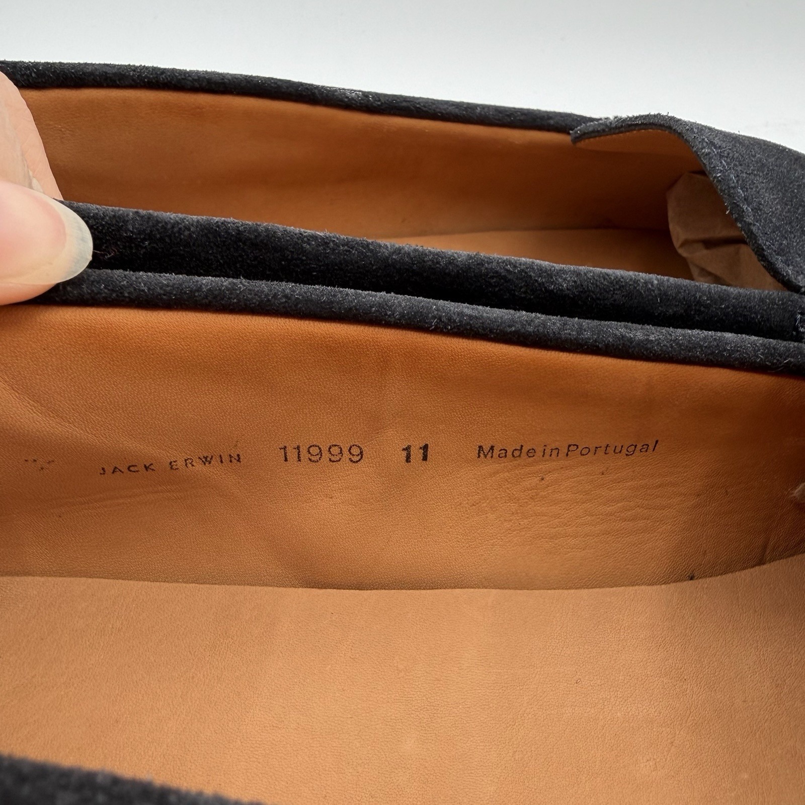 Jack Erwin Finn Black Suede Leather Loafers Men's Sz 11 Portugal Casual Slip On — image 4 of 8